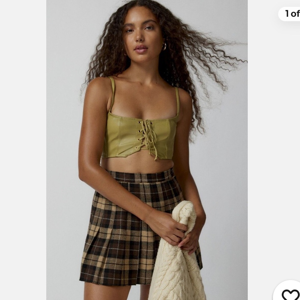 Urban Outfitters Out from Under Green Leather Tie Cropped top size small